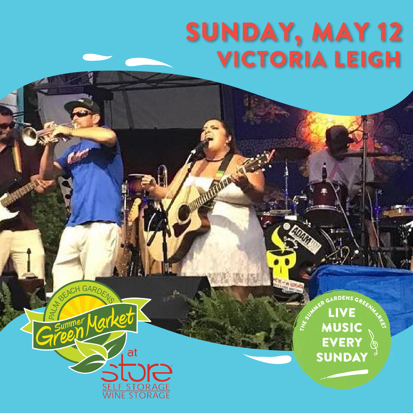 Live music every Sunday. Sunday, May 12th featuring Victoria Leigh at the Summer Gardens GreenMarket