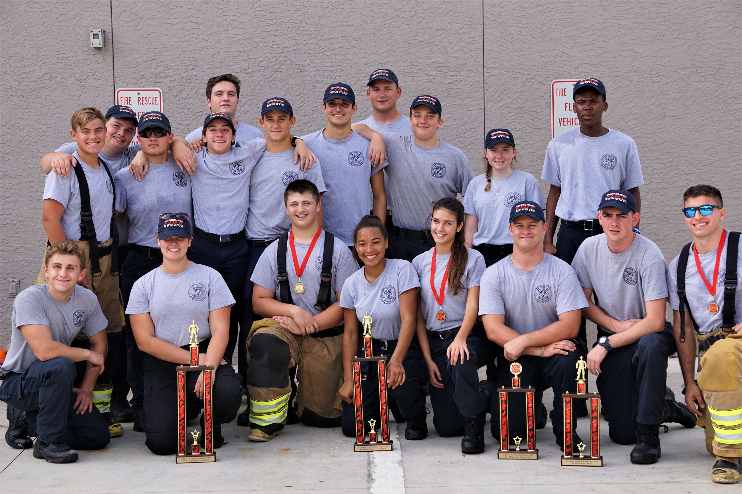Explorers with Combat Challenge Trophies.
