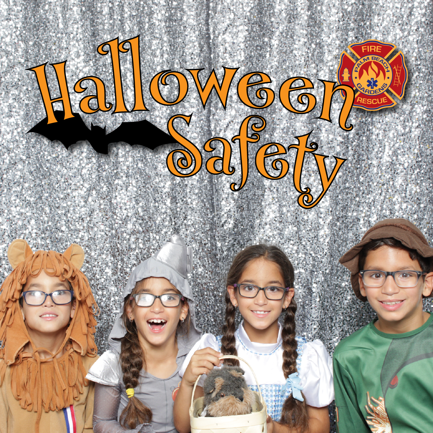 Palm Beach Gardens Fire Rescue. Halloween Safety. Children wearing costumes.