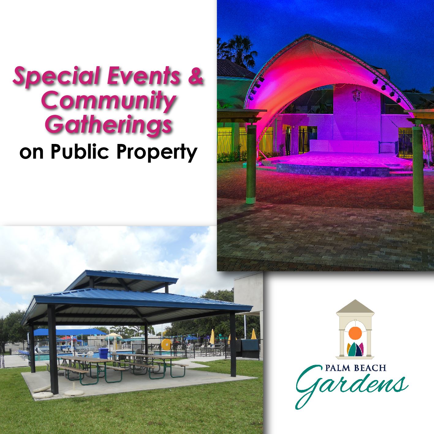 Special events and community gatherings notice on public property.