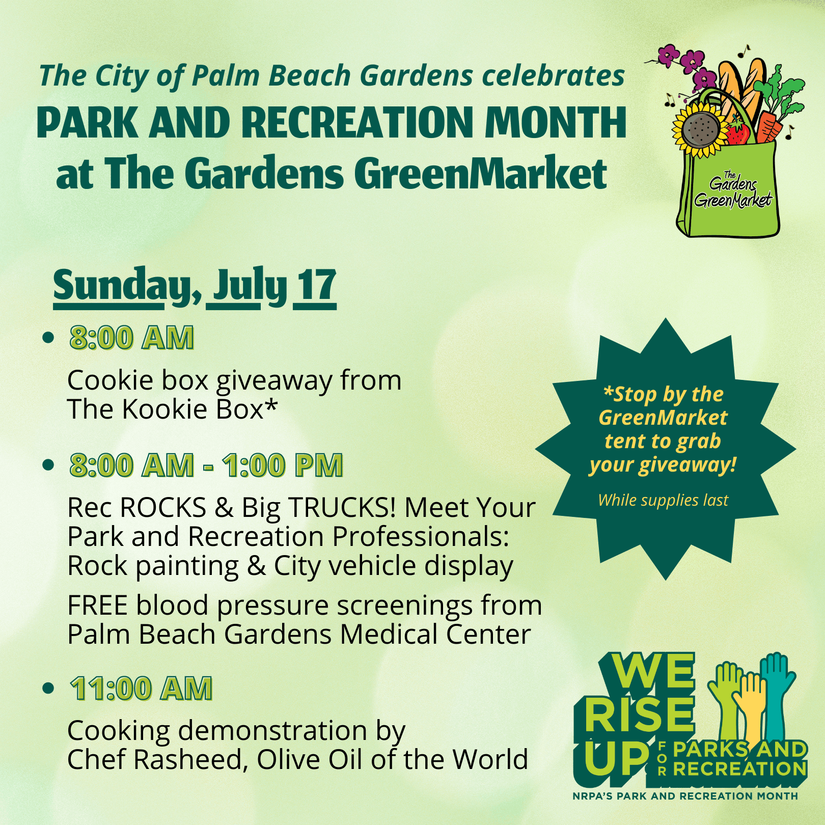 July 17th events at The GreenMarket.