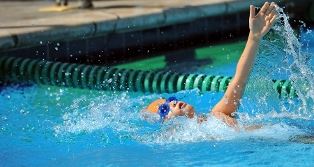 Swimmer doing the back stroke