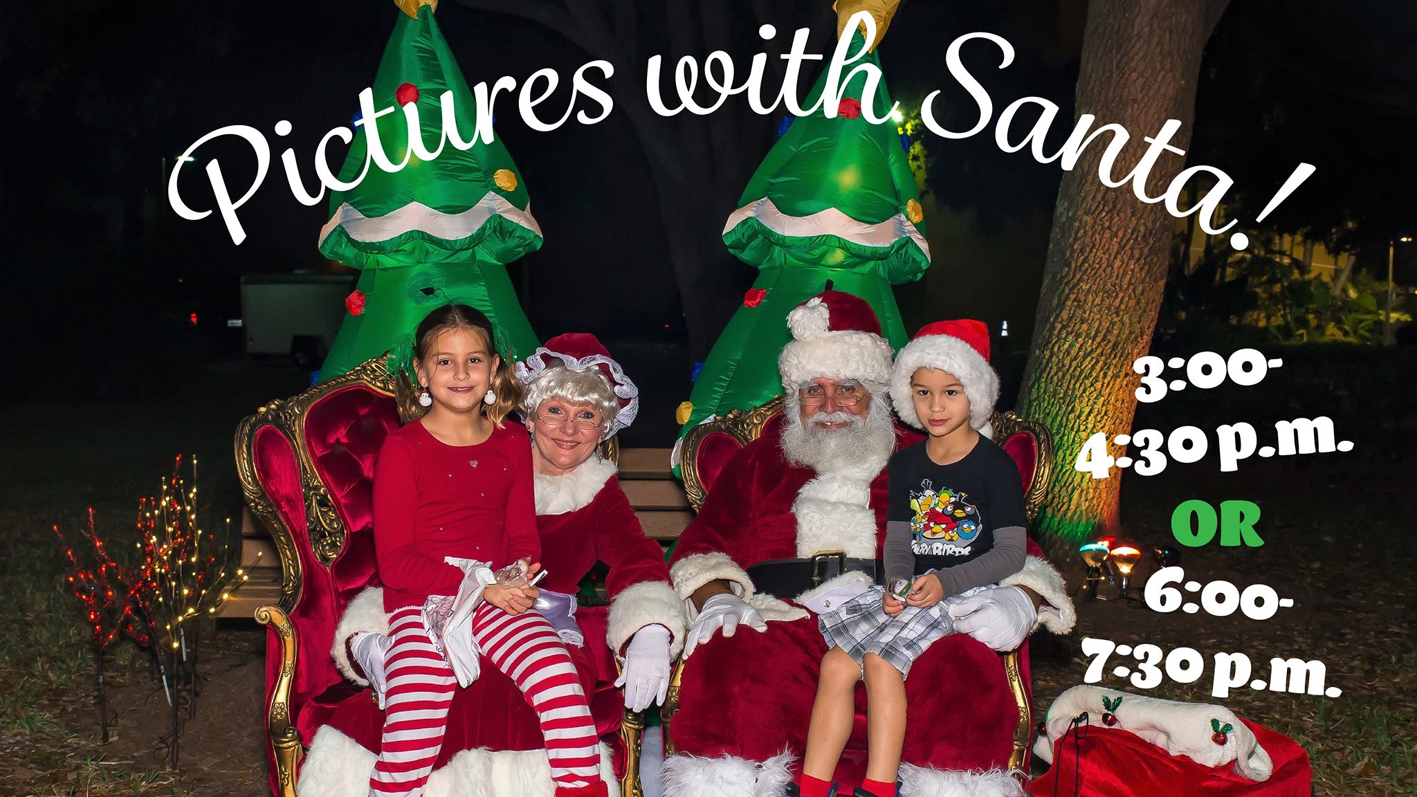 Pictures with Santa 3-4:30pm or 6-7:30pm on Friday November 30