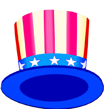 Red, white and blue top hat with stars and stripes